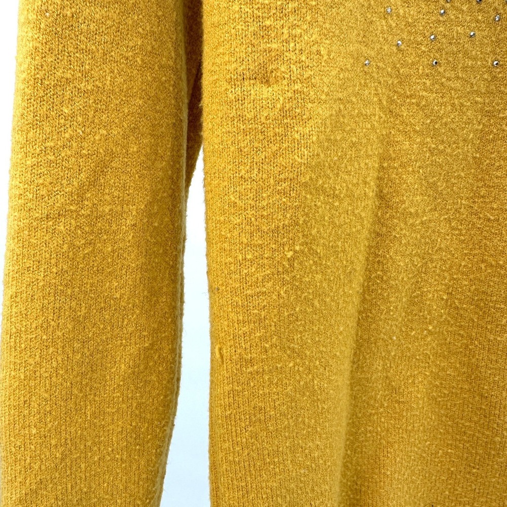 Rhinestone Teddy Bear Sweater Small Mustard Yellow Statement Knit Girlhood‎ Y2K - Picture 8 of 8